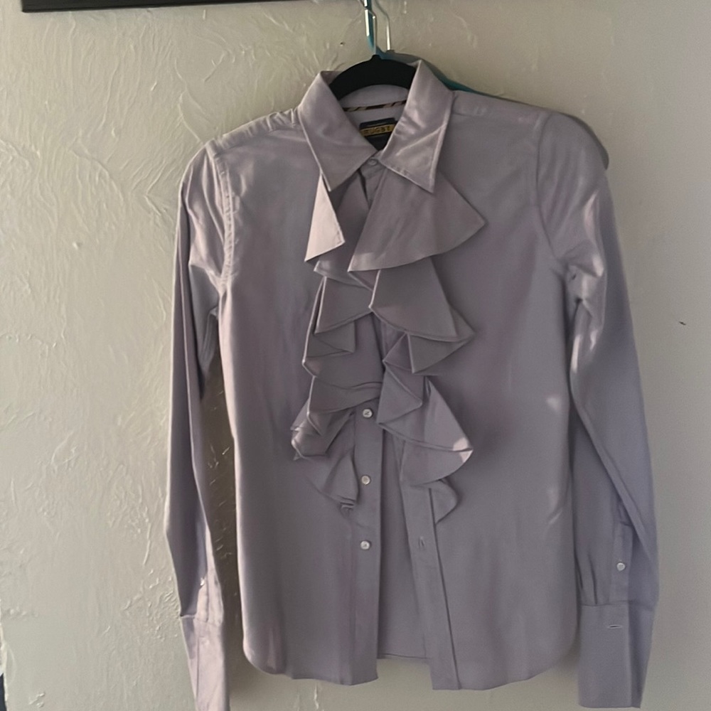 Periwinkle ruffled blouse